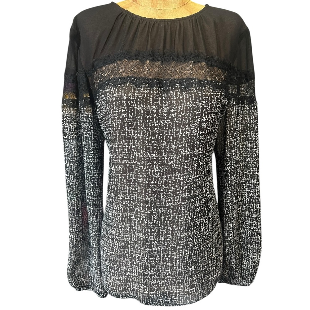 White House Black Market Black and White Blouse Like New! 10 - Picture 2 of 9